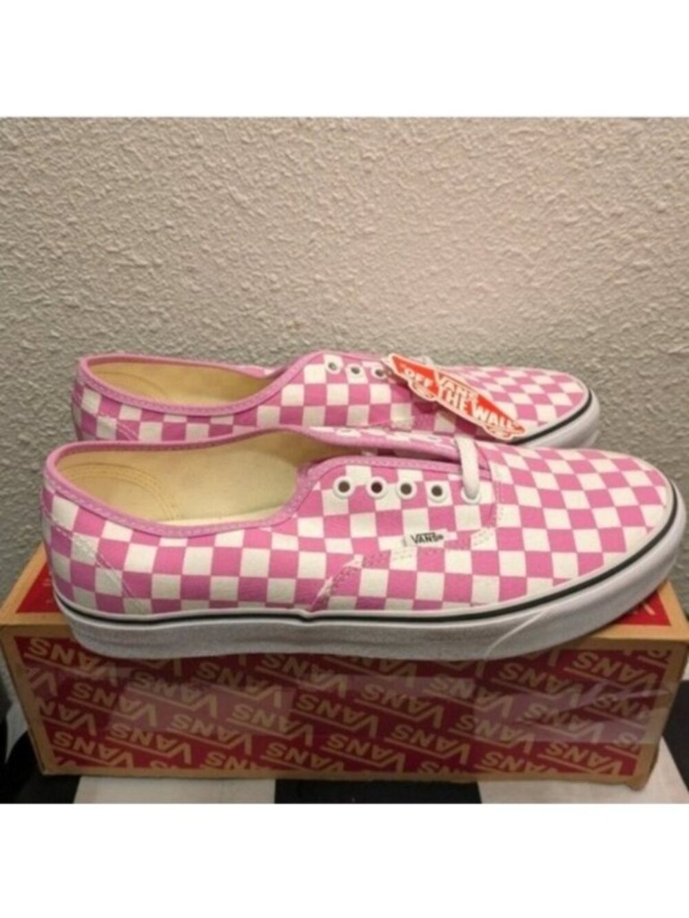 Vans Authentic Checkerboard Men Size 11.5 Orchid and White Pink 0826 - Picture 4 of 11
